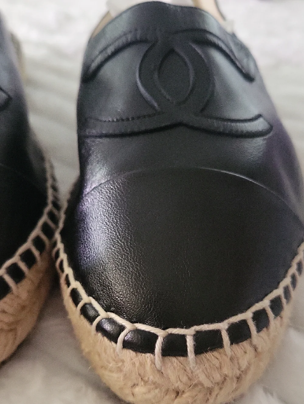 Chanel Lambskin CC Espadrilles  Black